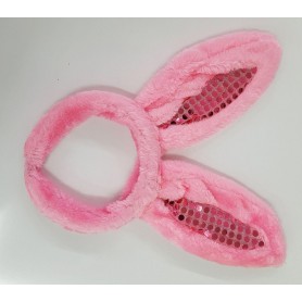 CERCHIETTO CONIGLIO ROSA CON ORECCHIE STRASS