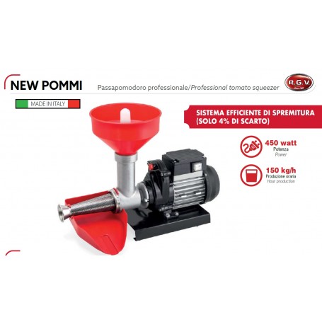 PASSAPOMODORO NEW POMMI PROFESSIONALE CON MOTORE ELETTRICO 450 W150 KG/H